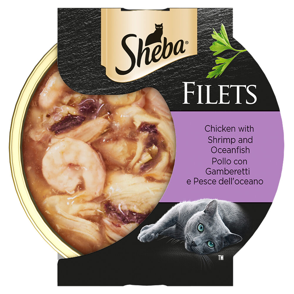 Sheba Cat Filets Pollo con Gamberetti e Pesce dell'Oceano 60 gr, , large