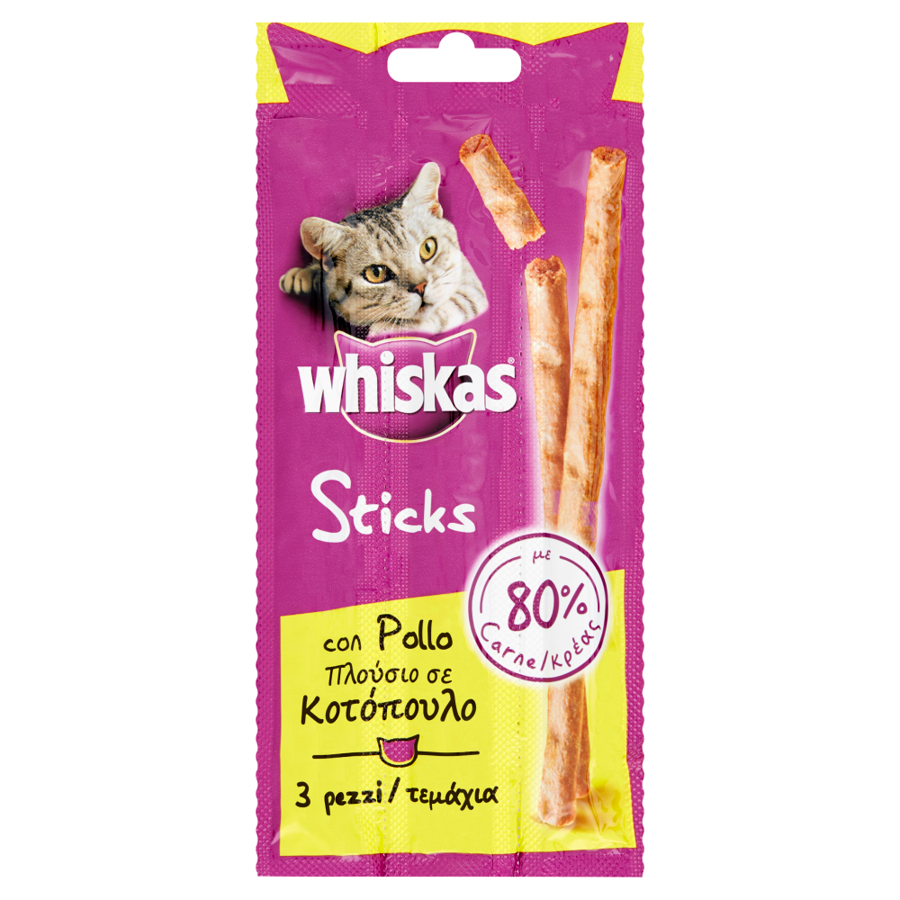 Whiskas Sticks Snack Gatto con Pollo 3 Pezzi 18 g - -