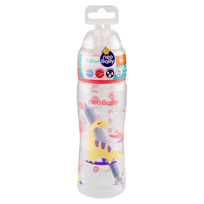 Neo Baby Biberon Plastica Collo Largo 330 ml 4m+ Dino Rosa