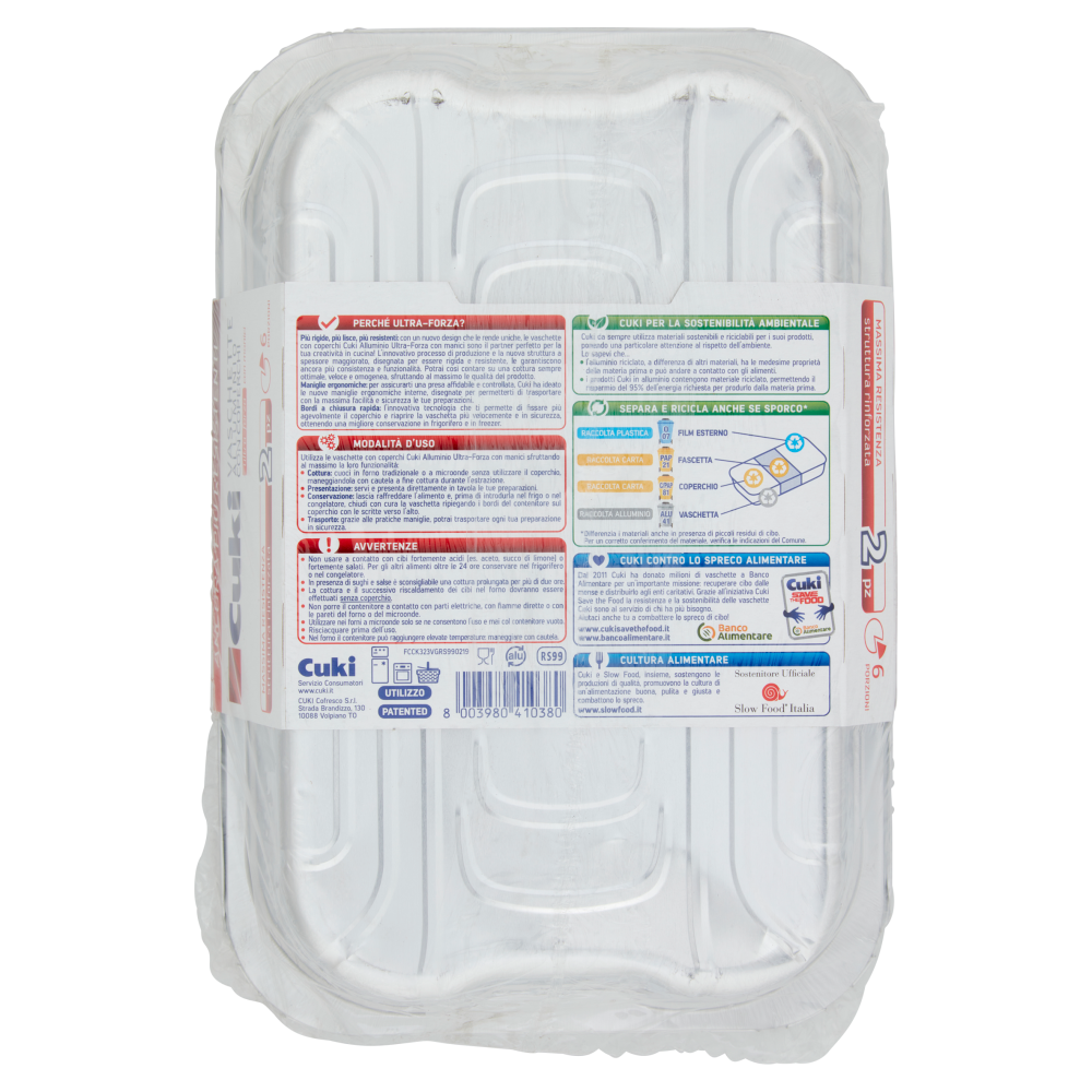 Cuki Conserva e Cuoce Vaschette Alluminio con Coperchi 6 porzioni 2 Pezzi, , large