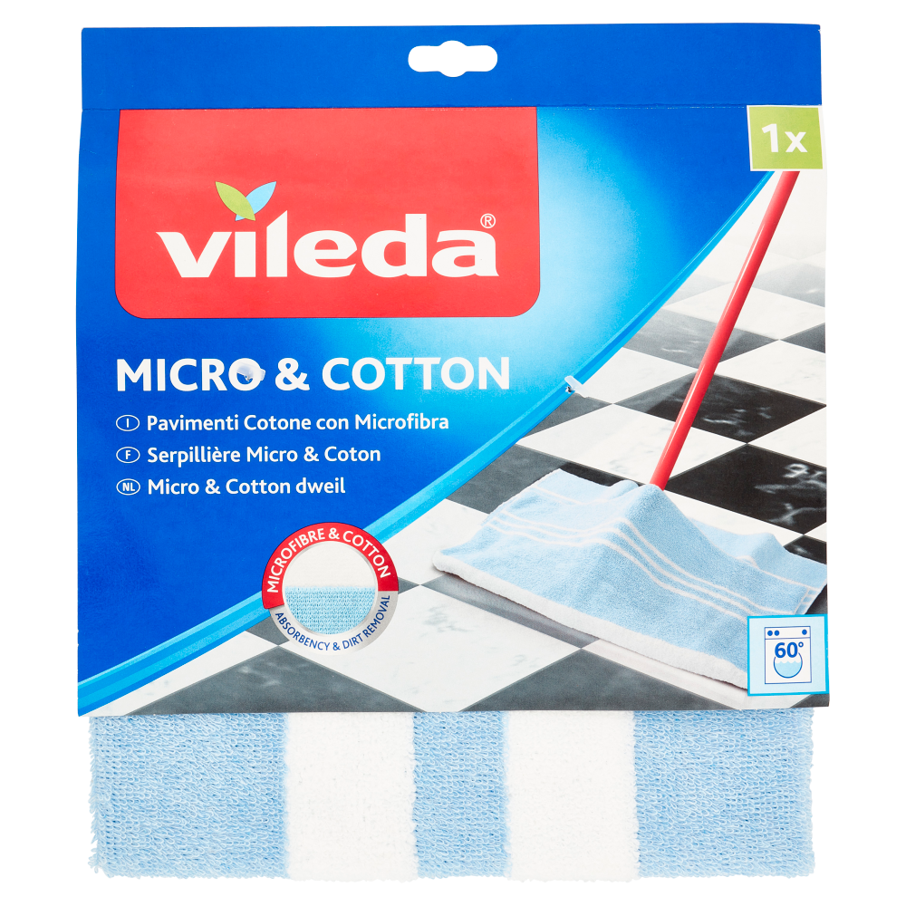 Vileda Panno Pavimenti Cotone con Microfibra, , large