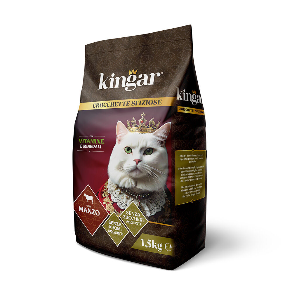 Kingar Cat Busta Crocchette 1,5Kg Manzo, , large
