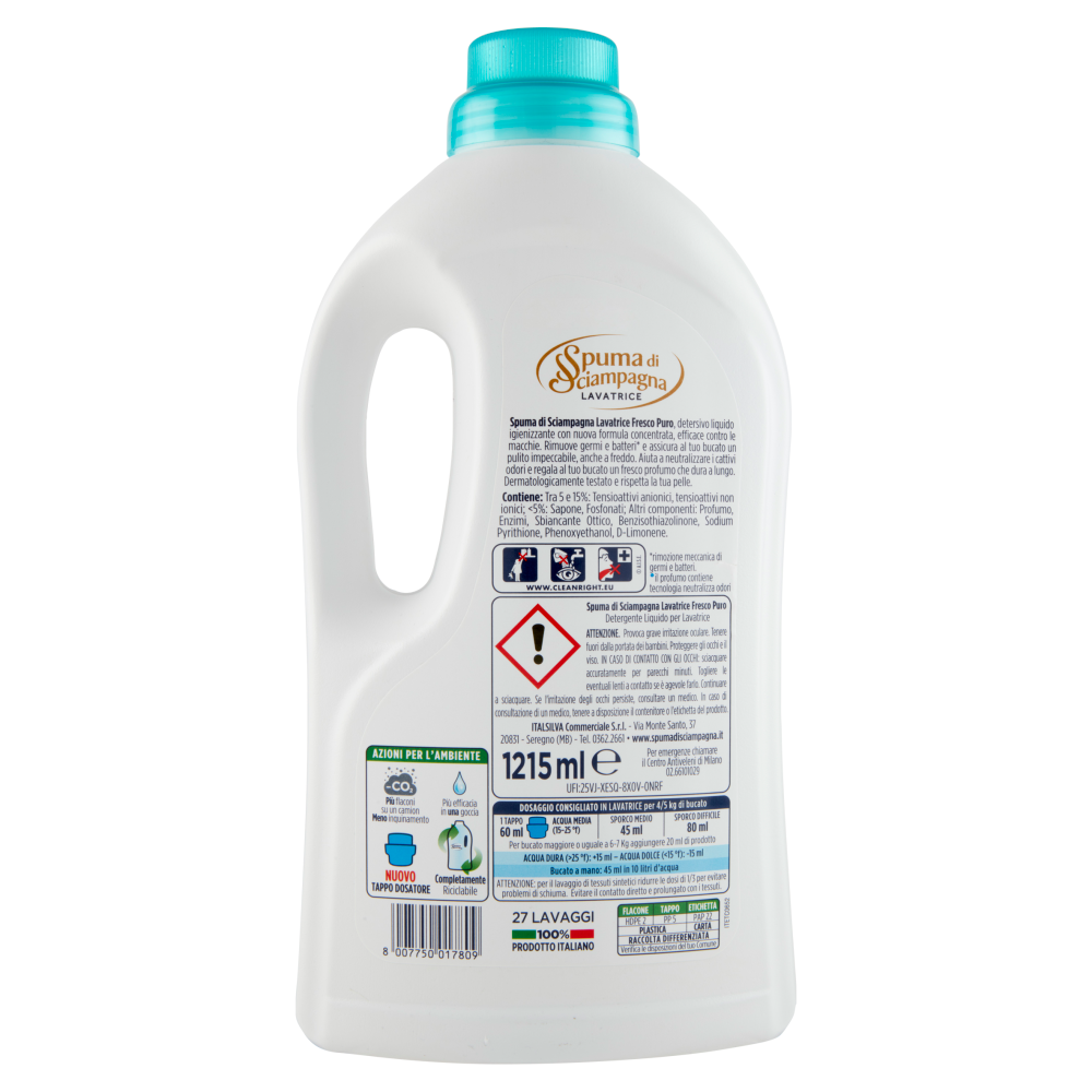 Spuma di Sciampagna Detersivo Fresco Puro 27 Lavaggi, , large