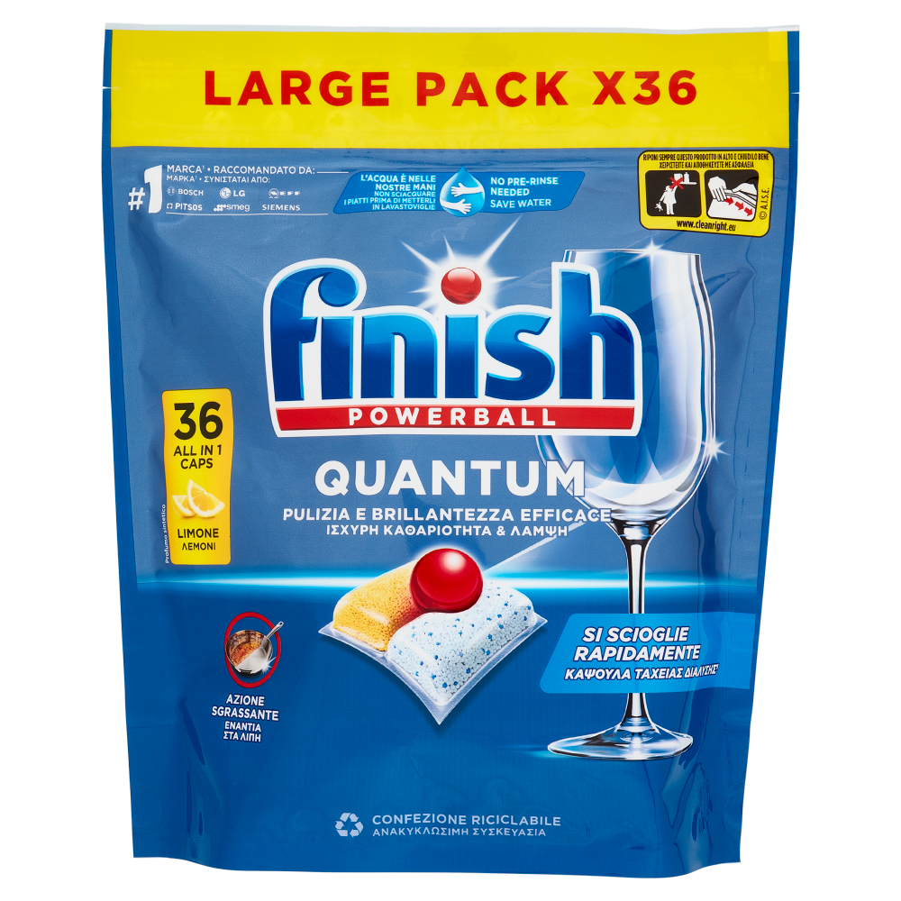 Finish Quantum Limone Pastiglie Lavastoviglie 36 Lavaggi, , large