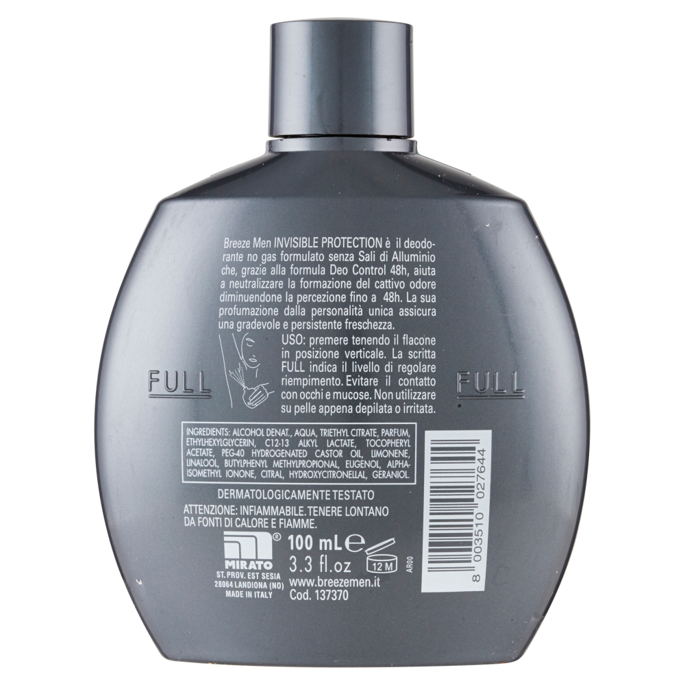 Breeze Invisible Men Protection Deodorante Squeeze 100 ml, , large