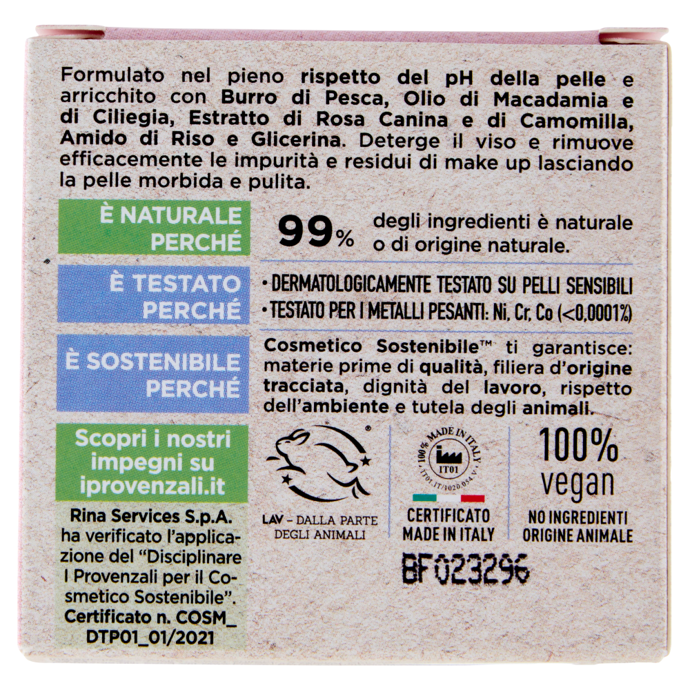 I Provenzali Detergente Viso Solido con Burro di Pesca e Rosa Canina 70 g, , large