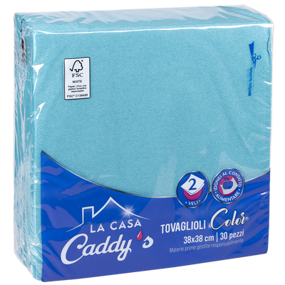 Caddy's Tovaglioli 38x38 Azzurro Turchese 30 Pezzi