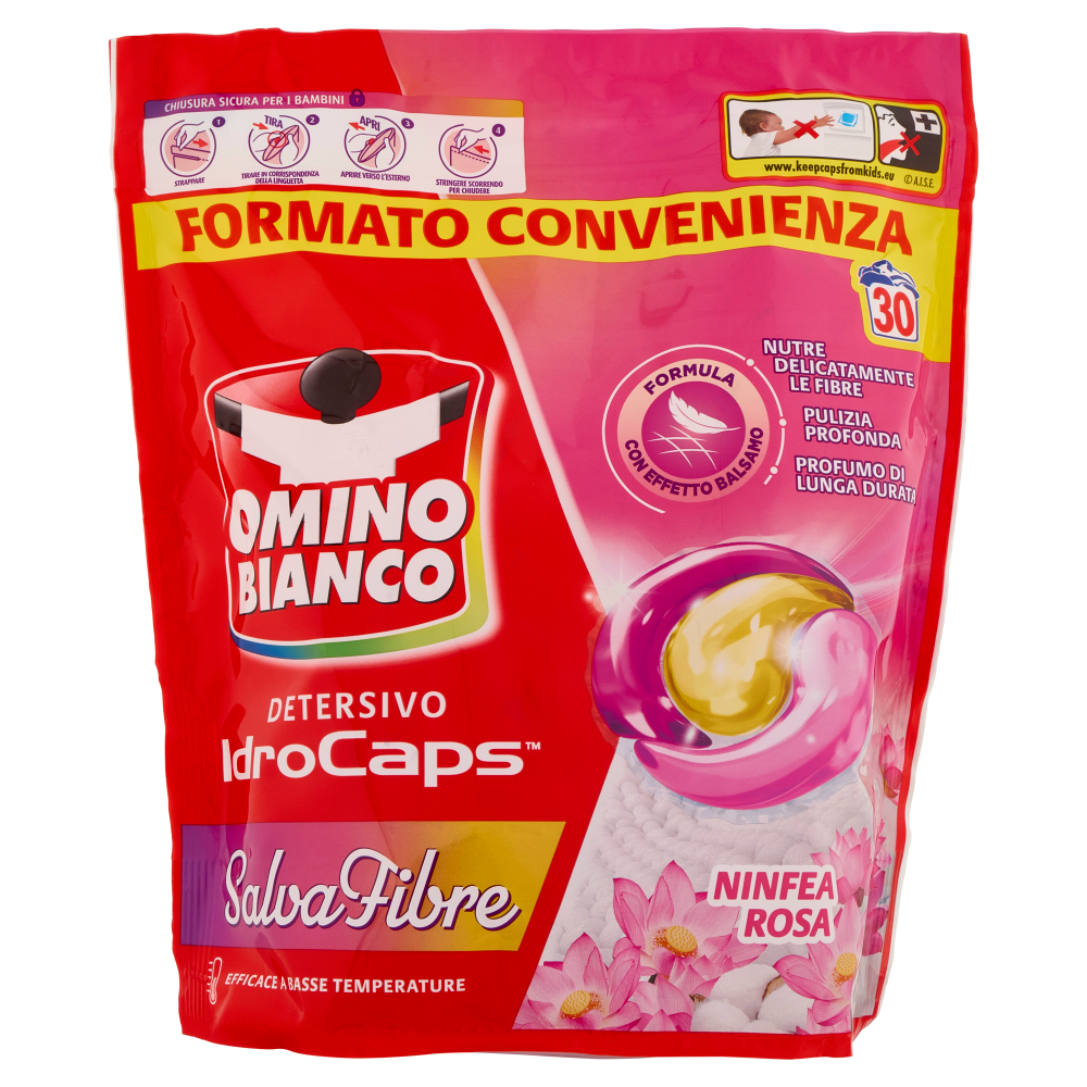 Omino Bianco Detersivo IdroCaps Salvafibre Doypack 30 Caps , , large