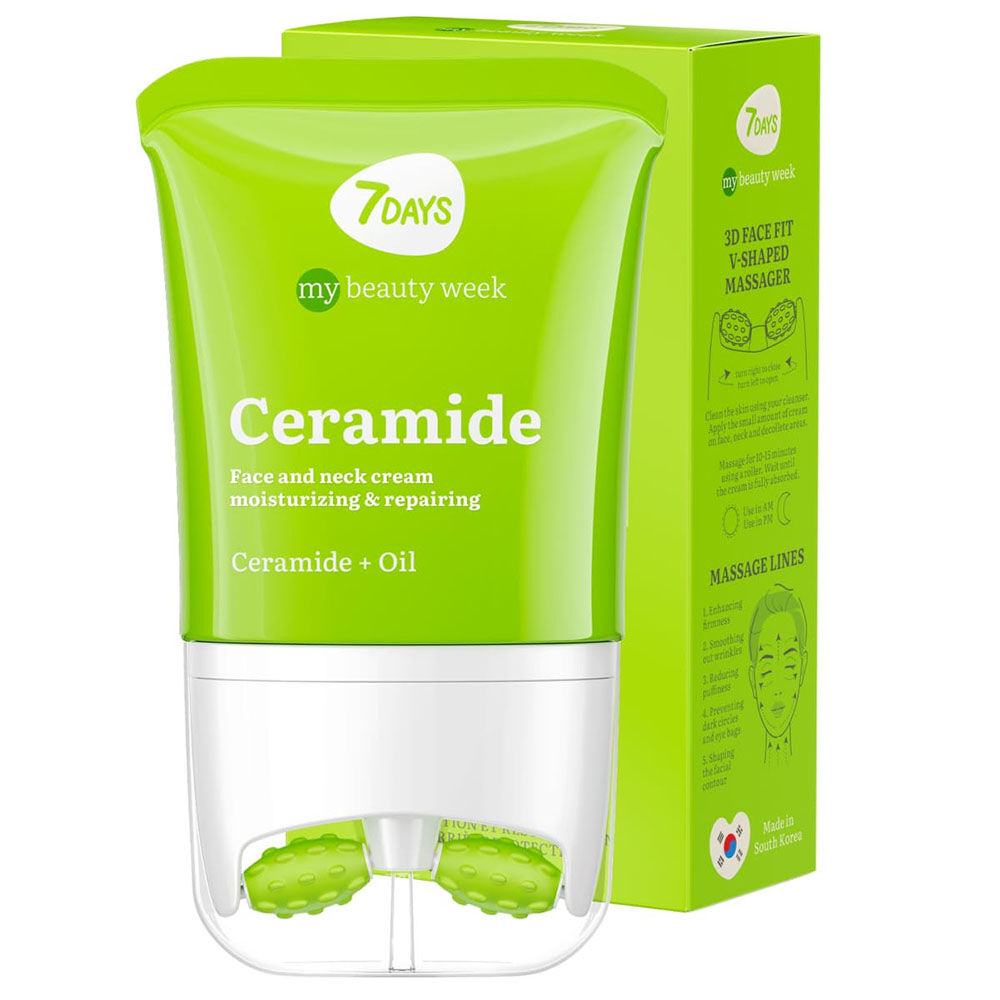 7Days Crema Viso Idratante Anti-age con Ceramide e Roller Massaggiatore 80 ml - -