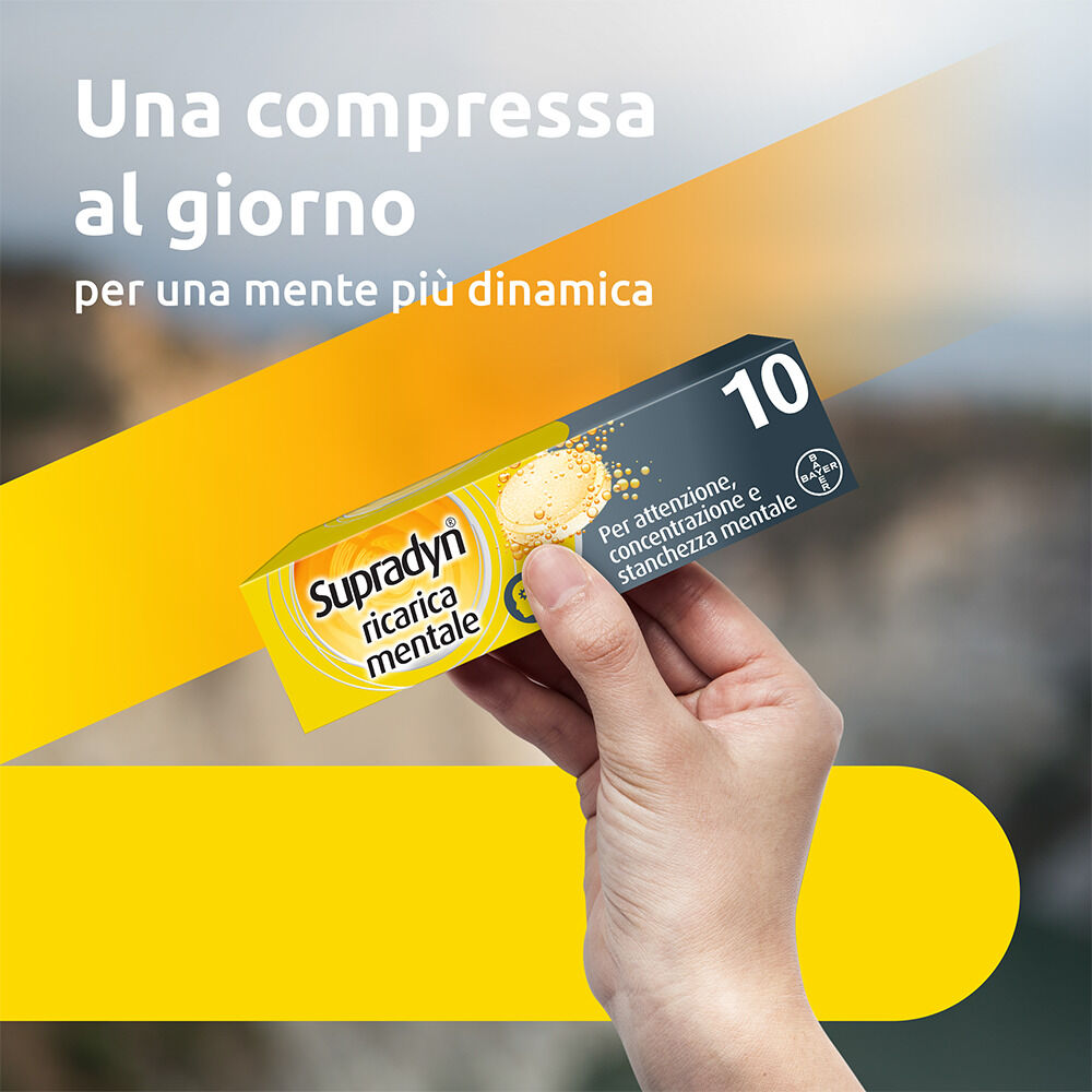 Supradyn Ricarica Mentale con Acido Folico, Caffeina e Guaranà, 10 Compresse Effervescente, , large