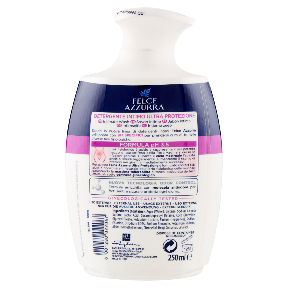 Felce Azzurra Ultra Protezione Detergente Intimo Indicato per il Ciclo 250 ml, , large