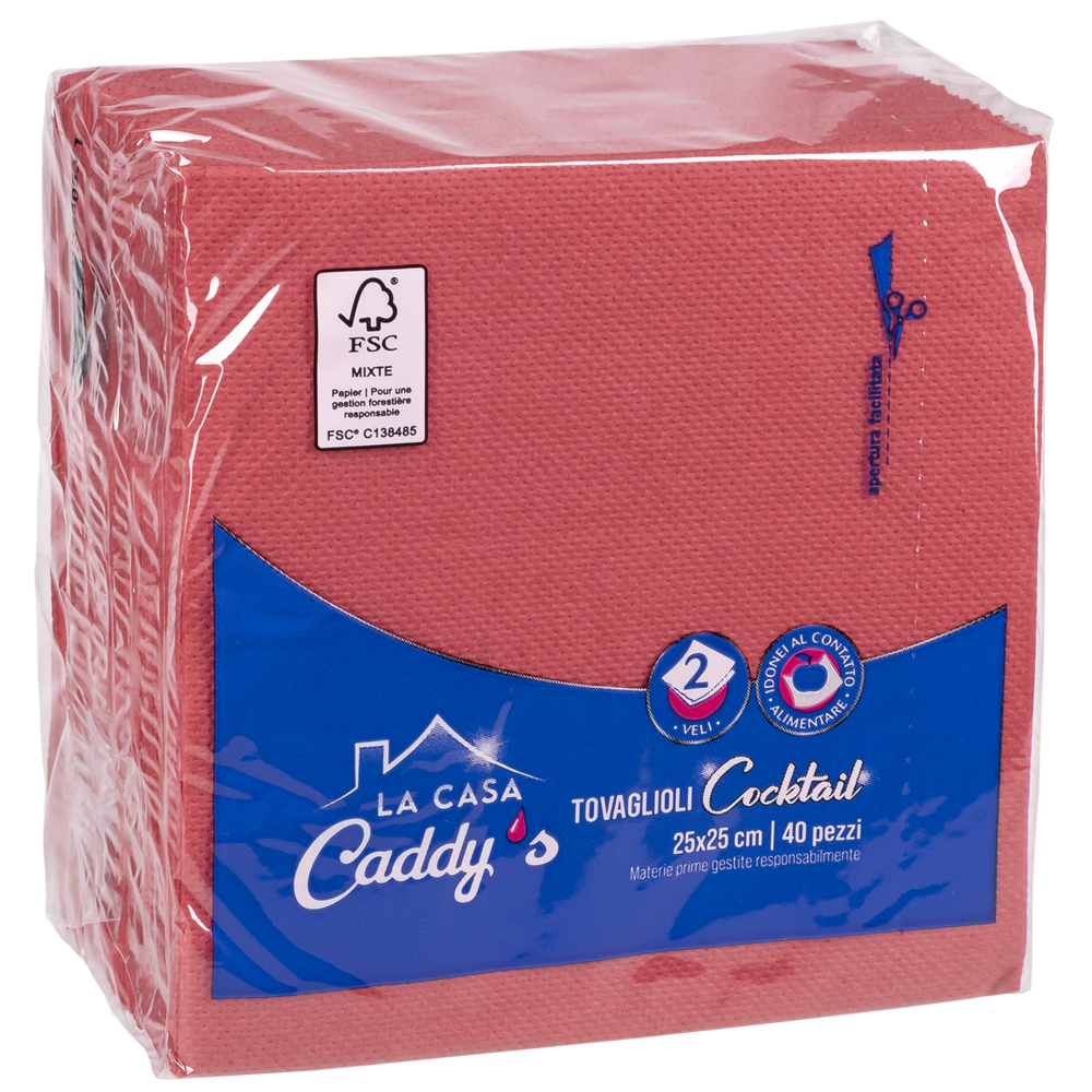 Caddy's Tovaglioli 24x25 Rosso 40 Pezzi, , large