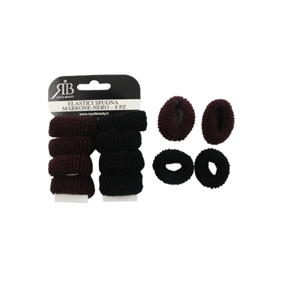 Royal Beauty Elastici Spugna Marrone e Nero 8 Pz