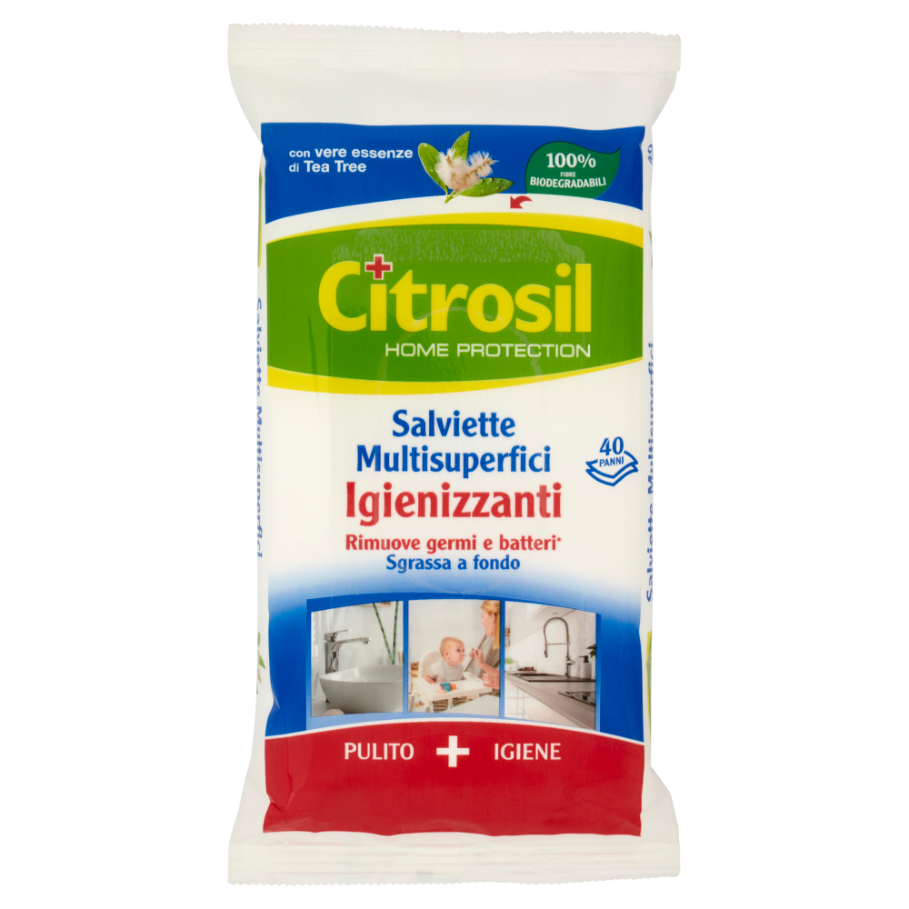 Citrosil Home Protection Salviette Multisuperfici Igienizzanti Tea Tree 40 Panni, , large