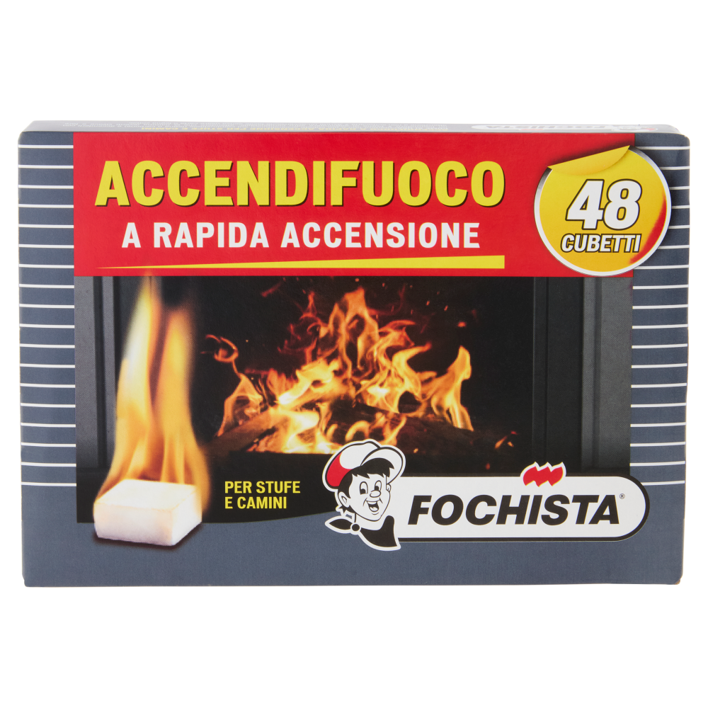 Fochista Accendifuoco a Rapida Accensione per Stufe e Camini Cubetti 48 Pezzi, , large