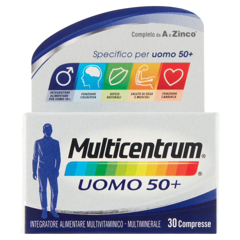 Multicentrum Uomo 50+ Integratore Multivitaminico con Sali Minerali 30 Compresse, , large