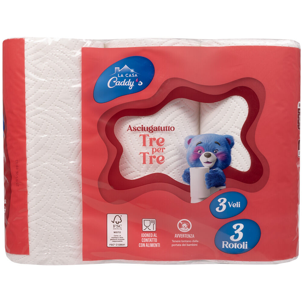 Caddy's Carta Cucina 3 Rotoli 3 Veli, , large