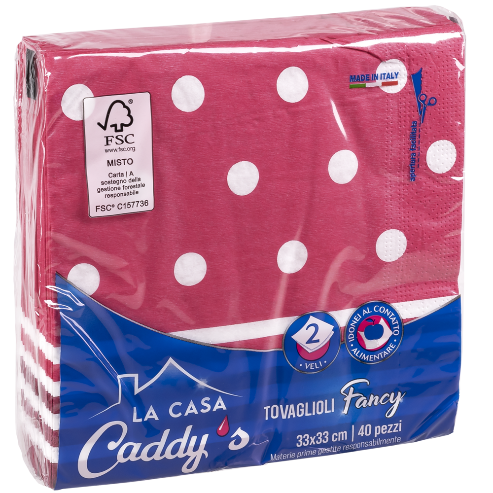 Caddy's Tovaglioli 33x33 Pois 40 Pezzi, , large