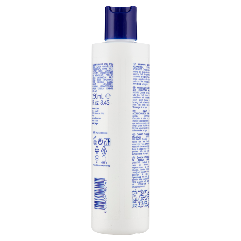 Chicco Pop Comby Shampoo & Balsamo Capelli Facili da Pettinare Watermelon Splash 250 ml, , large