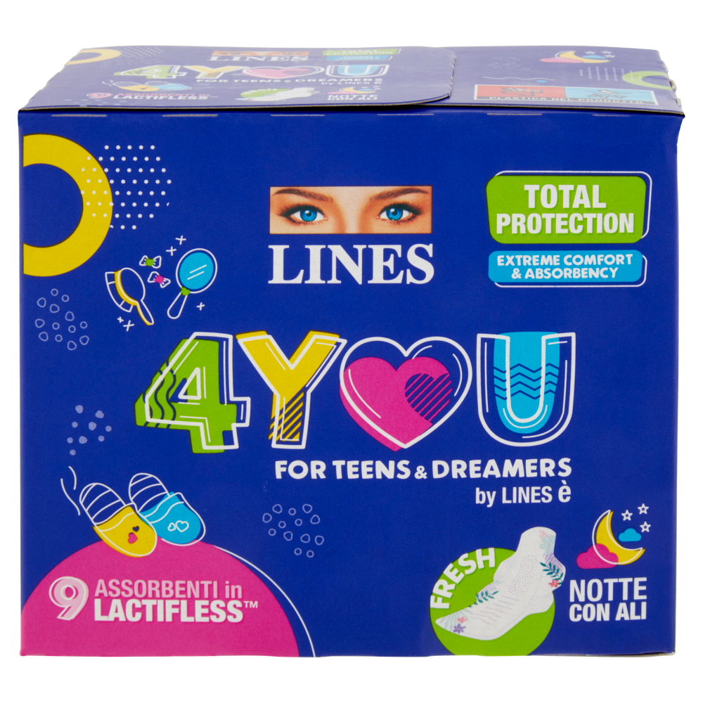 Lines 4You Assorbenti in Lactifless Notte con Ali 9 pz - -