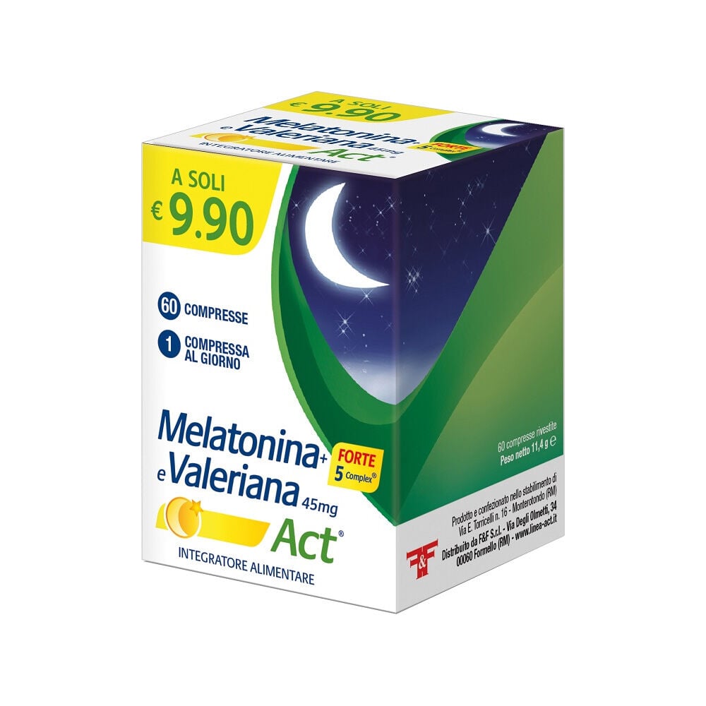 F&F Melatonina+Forte 5 Complex E Valeriana Act 60 Compresse - Immagine 12