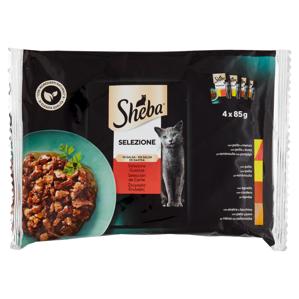 Sheba Selezione Cibo Umido Gatto in Salsa Selezione Gustosa Carne 4 x 85g - -