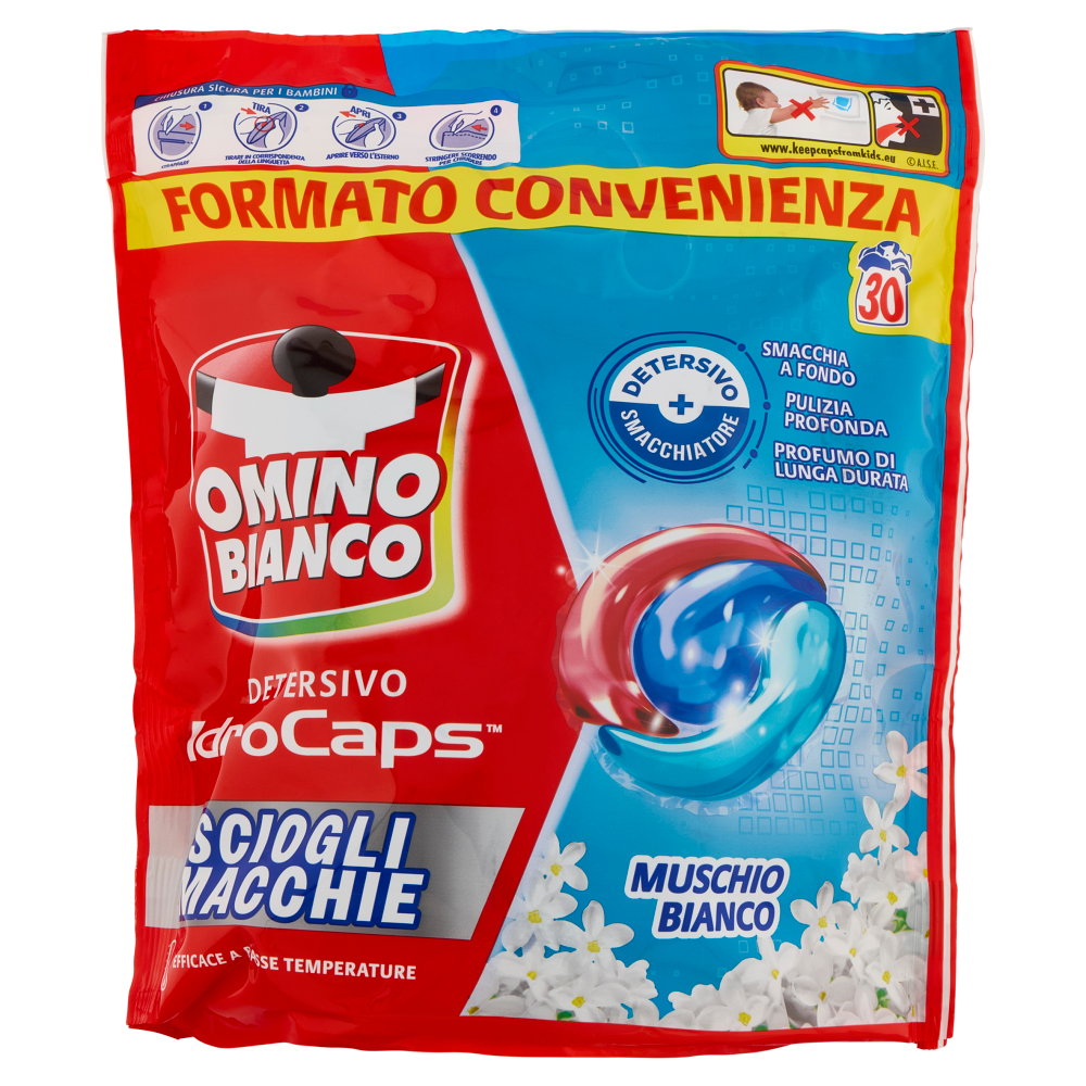 Omino Bianco Detersivo IdroCaps Scioglimacchie Doypack 30 Caps, , large