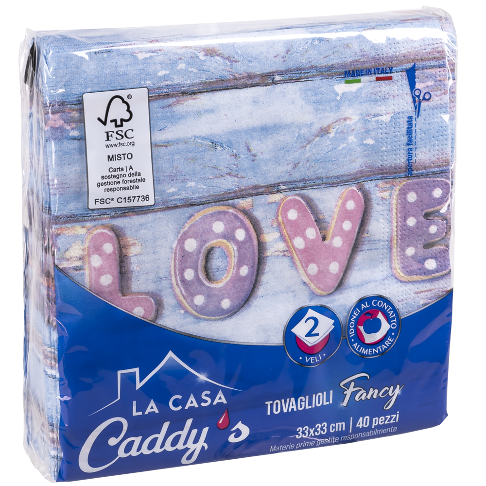 Caddy's Tovaglioli 33x33 Cuori o Love 40 Pezzi, , large