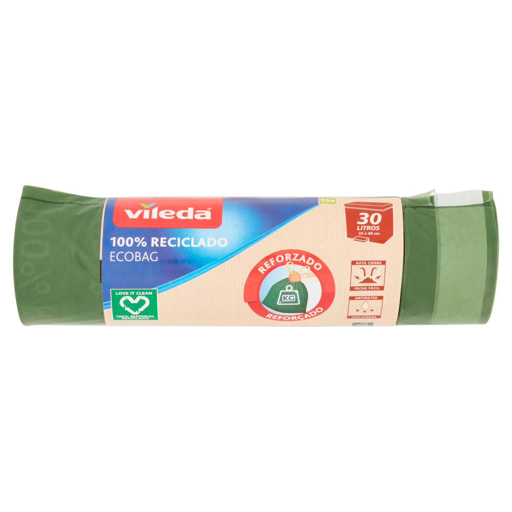 Vileda Sacco Immondizia Ecobag 100% Riciclato da 30 Litri, , large