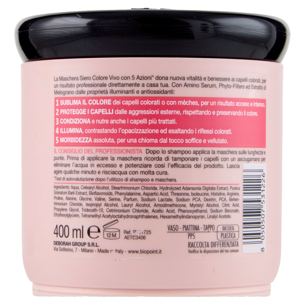 Biopoint Professional Hair Program Maschera Siero Colore Vivo 400 ml, , large