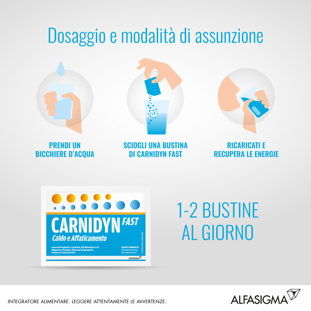 Carnidyn Fast Caldo e Affaticamento 20 Bustine, , large