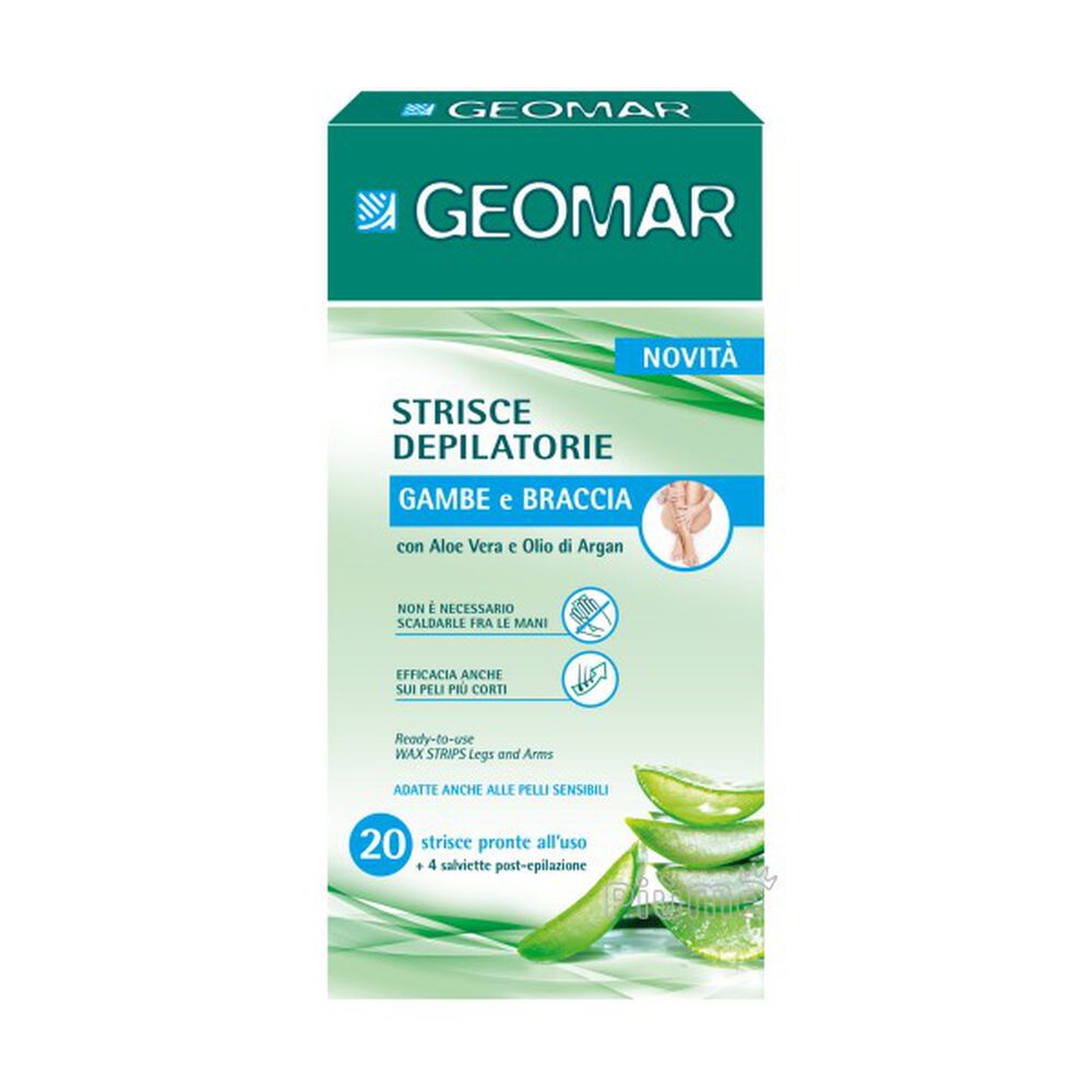 Geomar Strisce Depilatorie Gambe e Braccia 20 Pezzi + 4 salviette, , large