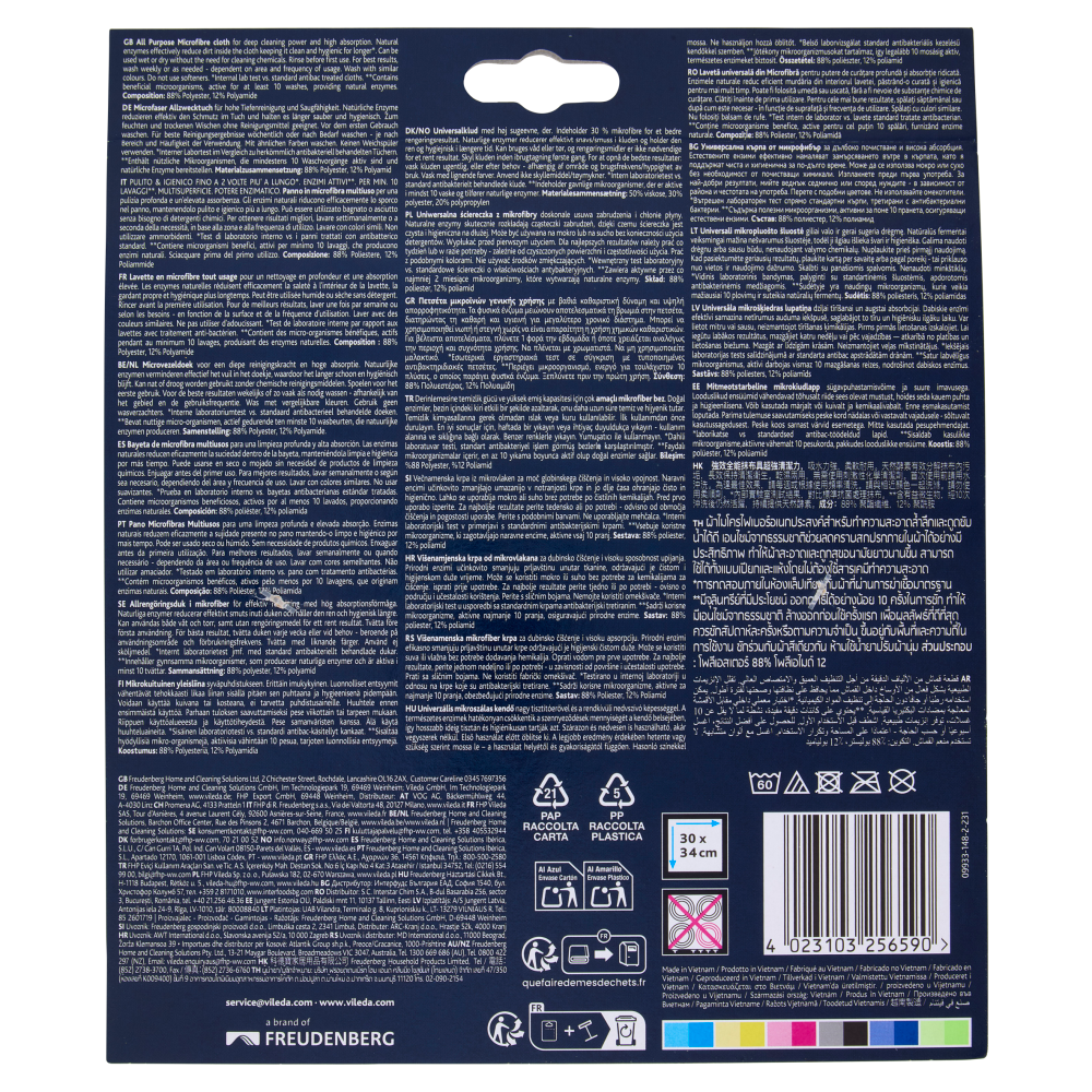 Vileda Pro Clean Microfibre Panno Multiuso 2 Pezzi, , large