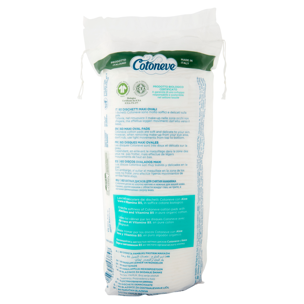 Cotoneve Dischetti Struccanti Maxi Ovali Aloe Vera & Vitamina B5 60 pz	, , large