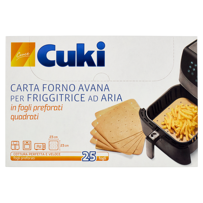 Cuki Cuoce Carta Forno Avana per Friggitrice ad Aria 25 Fogli Preforati 