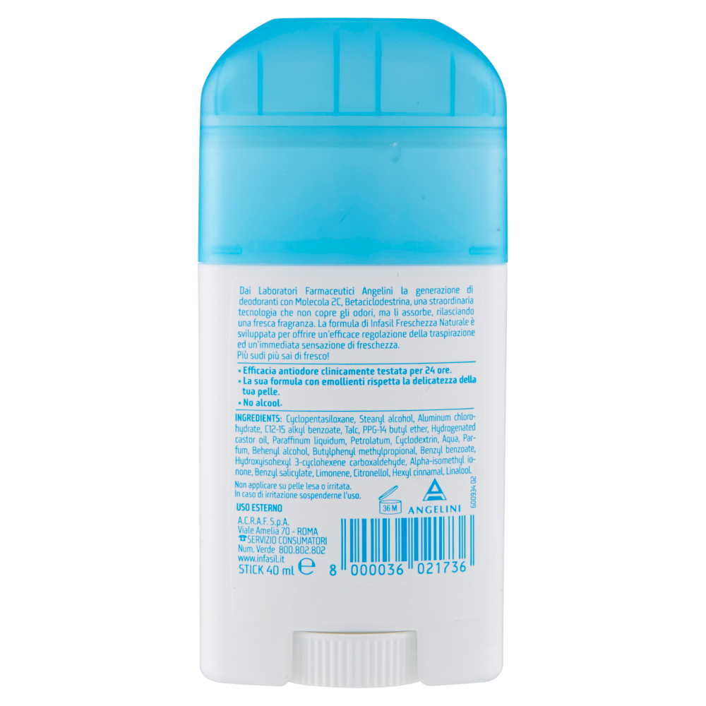 Infasil Freschezza Naturale Deodorante Stick con Emollienti 40 ml, , large