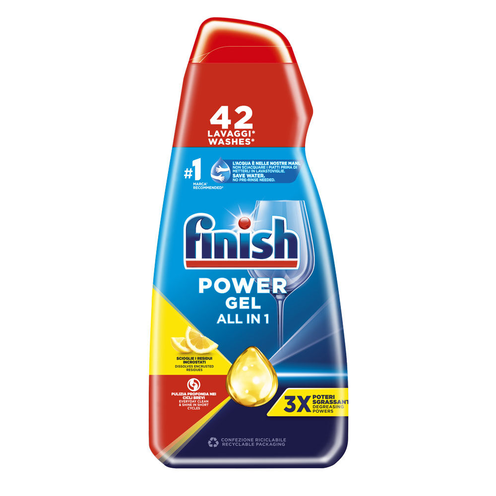 Finish Power Gel Lemon Gel Lavastoviglie 42 Lavaggi, , large