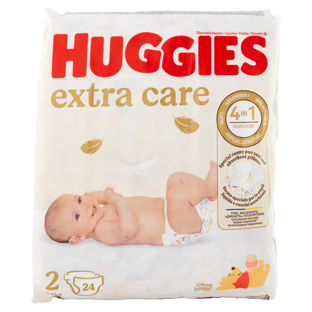 Huggies Pannolini Extra Care Bebè Taglia 2 (3-6Kg) 24 Pannolini, , large