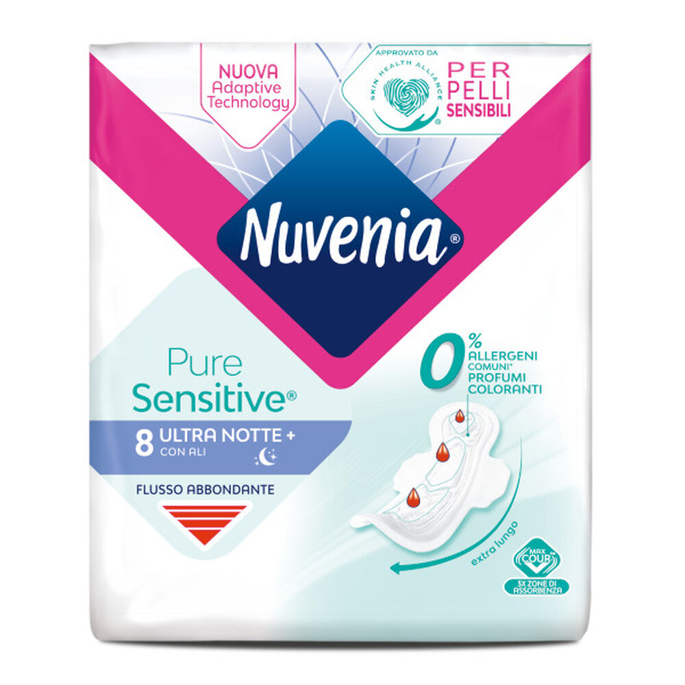 Nuvenia Pure Sensitive Ultra Notte+ con Ali 8 Assorbenti, , large
