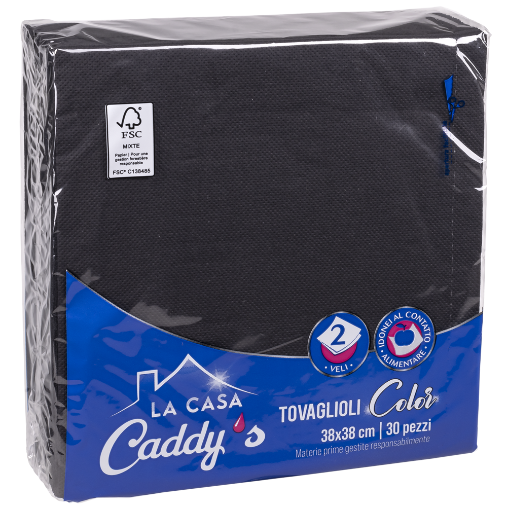Caddy's Tovaglioli 38x38 Nero 30 Pezzi, , large