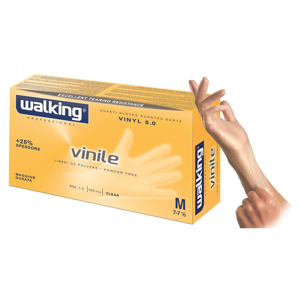 Walking Guanti Biodegradabili in Vinile Taglia M, 100 Pezzi - -