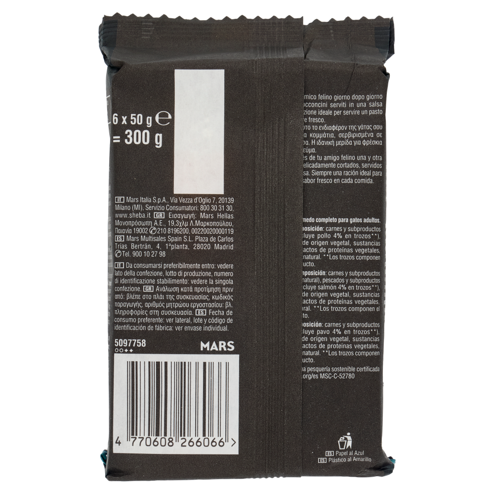 Sheba D&eacute;lices du Jour Cibo Umido Gatto in Salsa con Salmone e Tacchino 6 x 50 g, , large