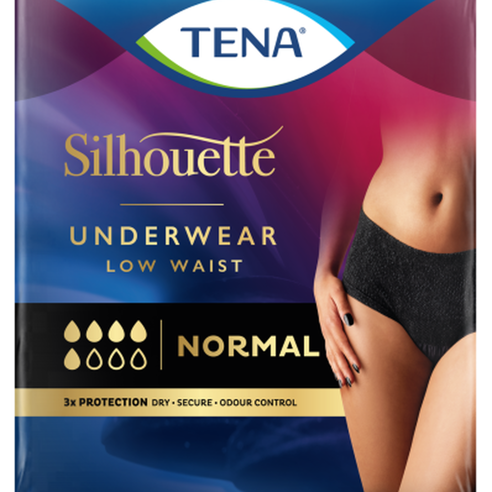 Tena Silhouette Normal Noir Vita Bassa M 10 - mutandine assorbenti femminili, , large