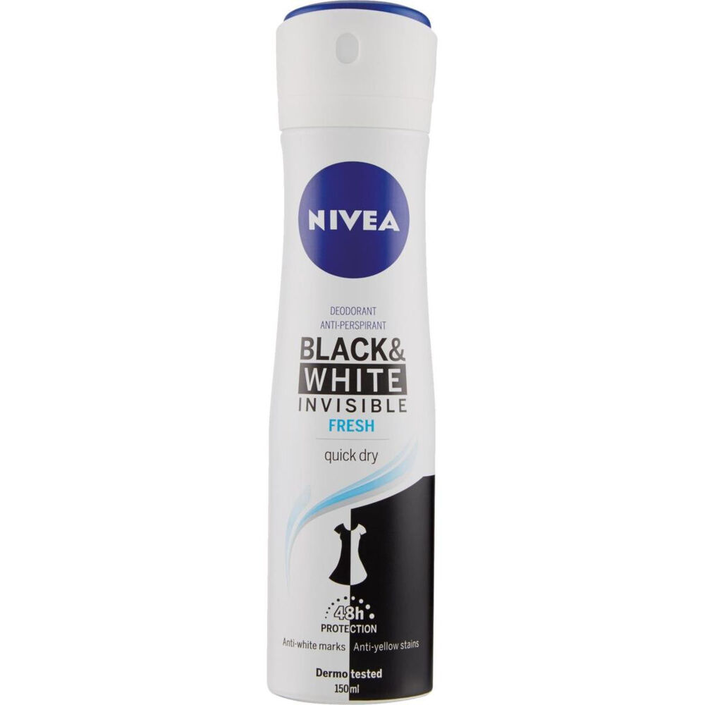 Nivea Black & White Invisible Fresh Deodorante Spray 150 ml, , large