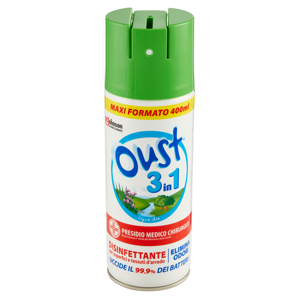 Oust 3 in 1 Spray Disinfettante per Superfici e Tessuti d'Arredo, 400ml - -