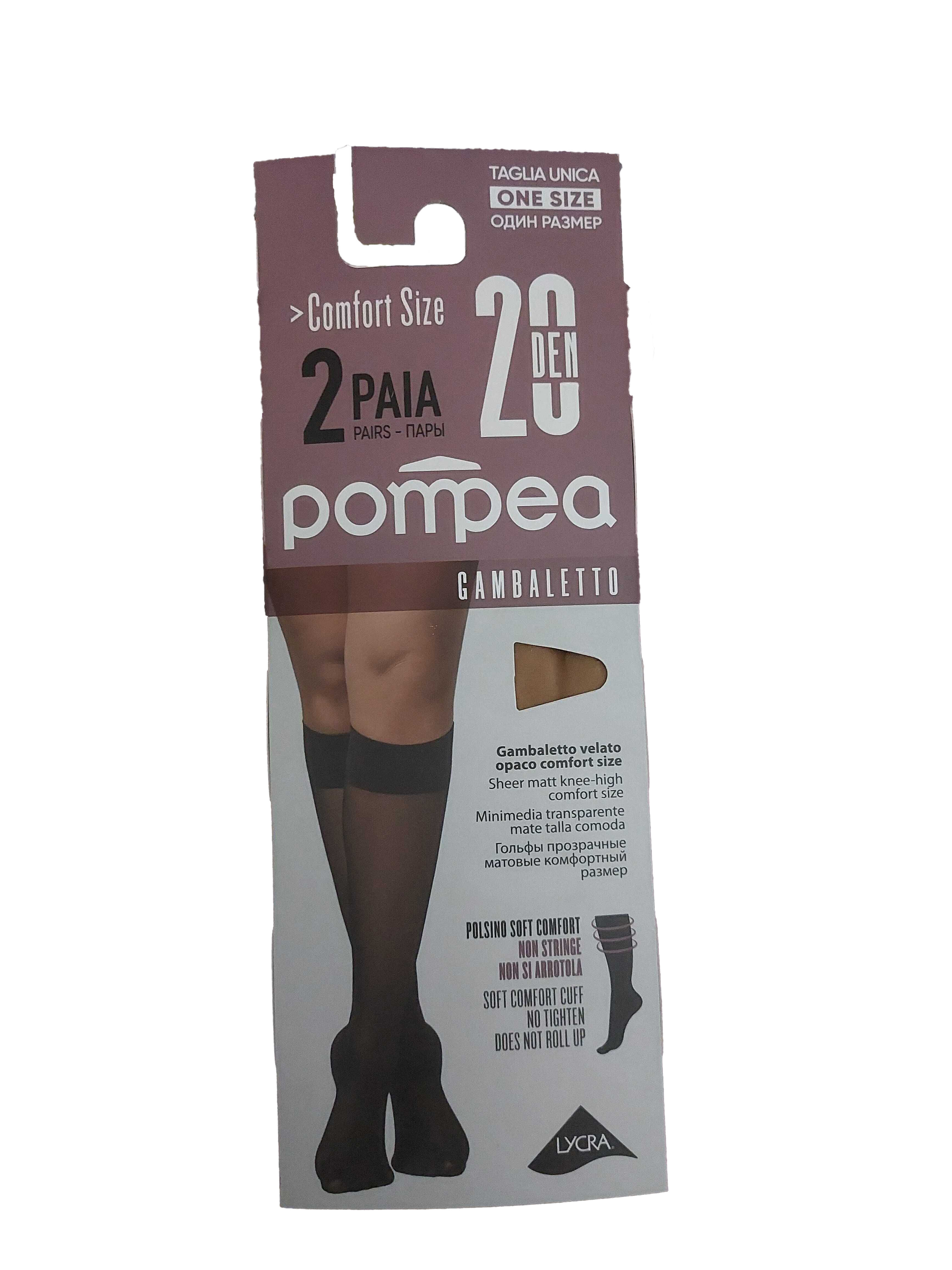 Pompea Microfibra Gambaletto 20 Den Comfort Size Polvere Dorata Taglia Unica 2 Pezzi - -