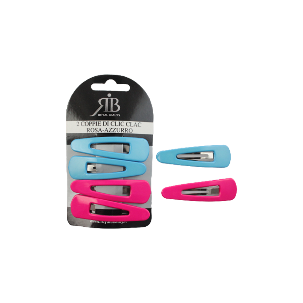 Royal Beauty Clic Clac 2 Coppie Rosa e Azzurro, , large
