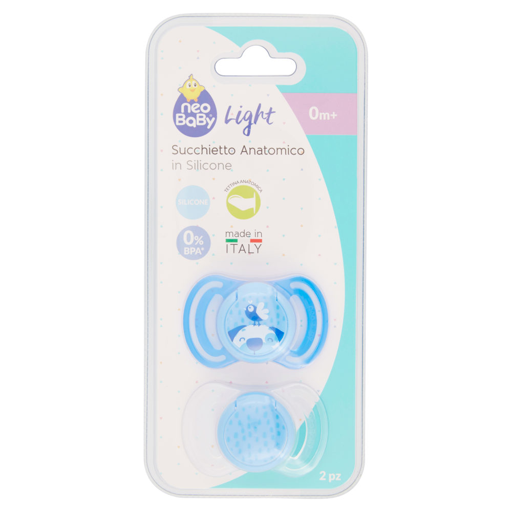 Neo Baby Light Succhietto Anatomico in Silicone Blu 0m+ 2 Pezzi, , large