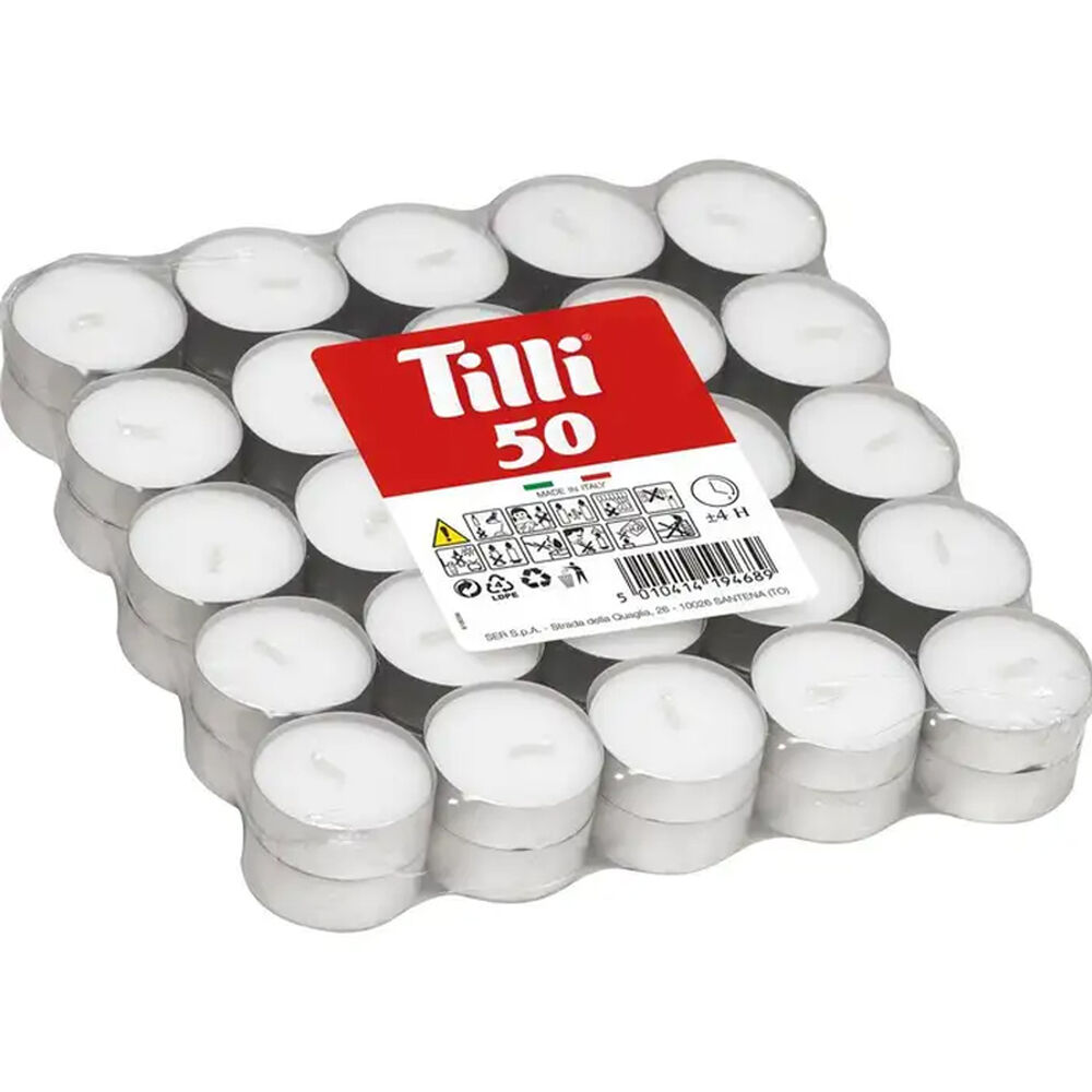 Tealight Set Candele Tealights Bianchi 50 Pezzi, , large