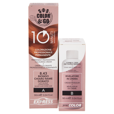Alama SOS Colorazione Permanente e Rivelatore in Crema 8.43 Biondo Rame 90ml
